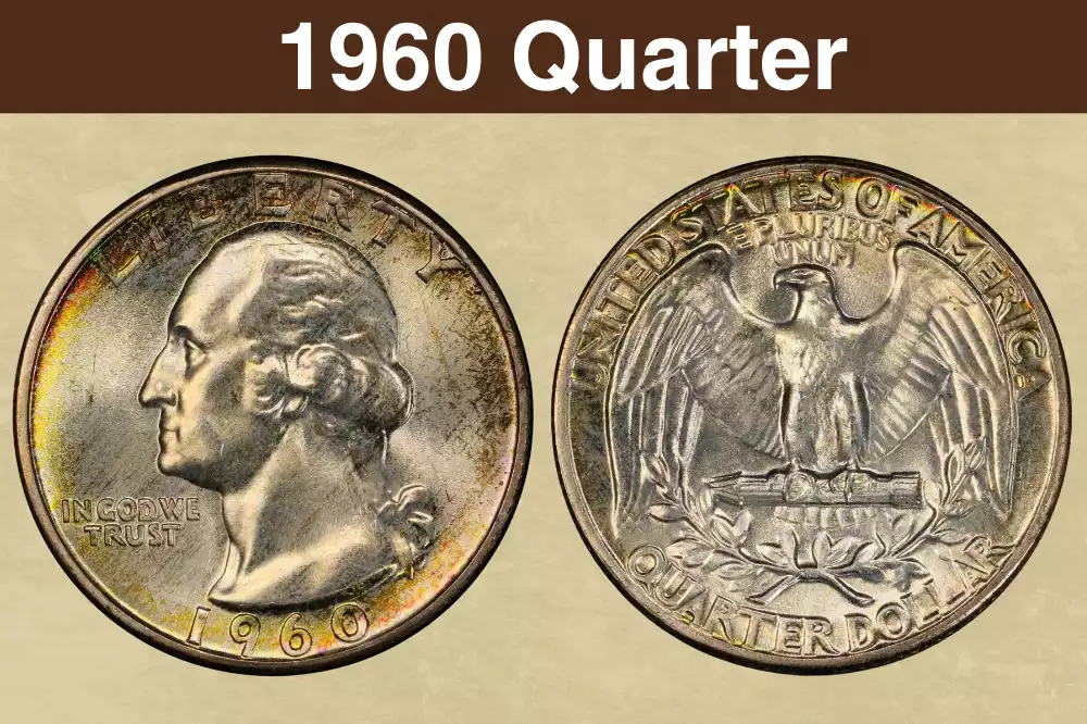 1960 Washington Quarter obverse and reverse showing portrait and eagle design