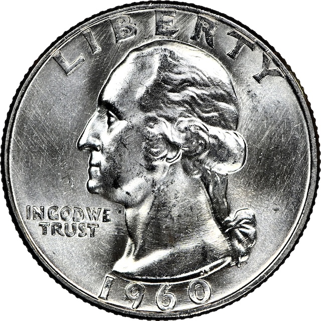 1960-D Washington Quarter MS-67 showing full frosty luster and sharp strike quality
