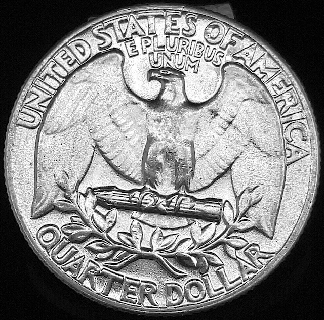 1960 Type B Reverse FS-901 quarter showing sharp letter separation in STATES and defined olive branch leaf veins